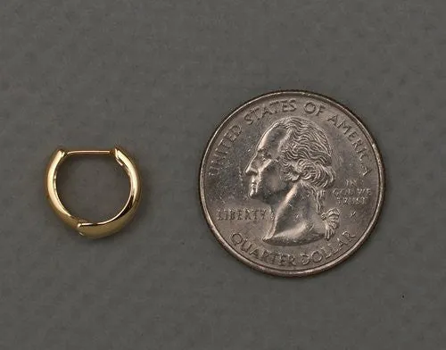 14k Yellow or Rose Gold Hinged Huggie Hoop Earrings (5mm), 1/2 inch (13mm)