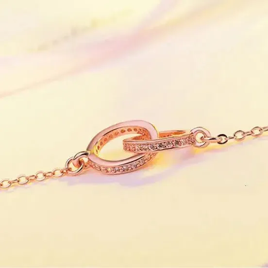 925 Sterling Silver Double Circle Cz Zirconia Necklace Gift