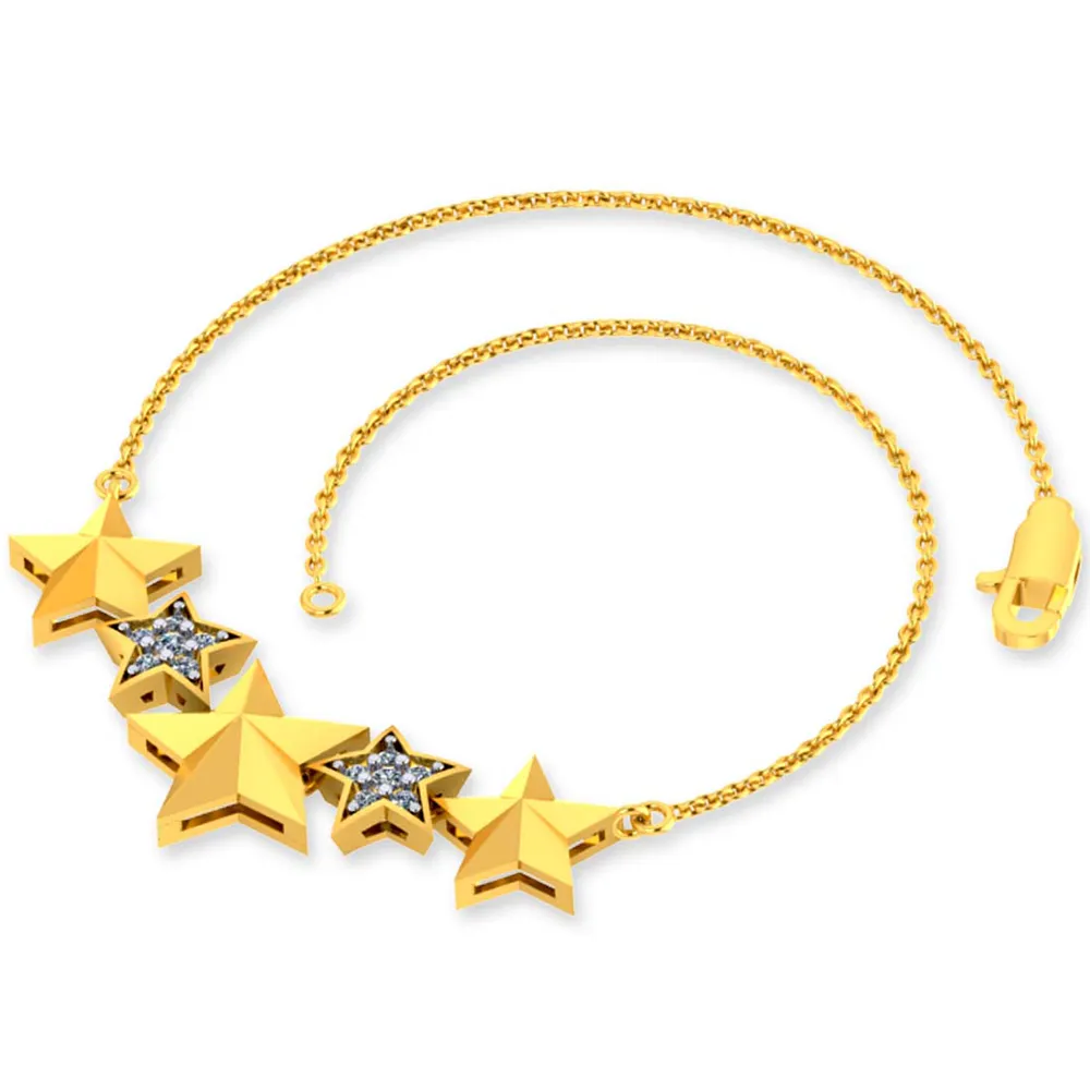 Gorgeous 14k Gold And Diamond Studded Bracelet With Stars Design For Women From Pc Chandra Jewellers