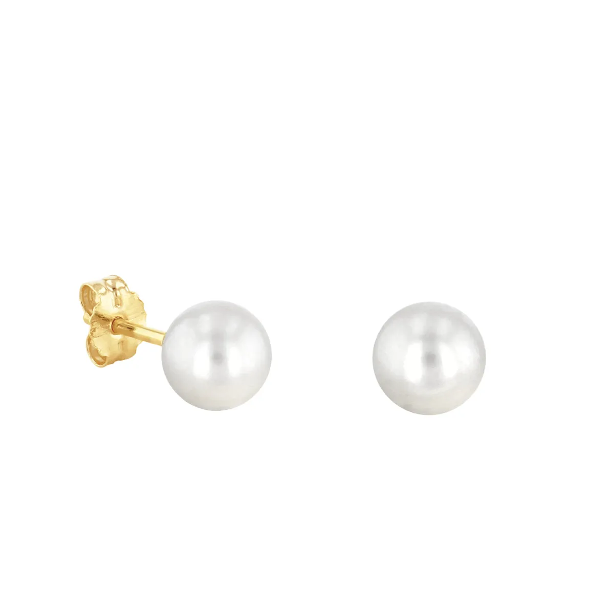 Soleil Collection 6mm Freshwater Pearl Earring and Threaded Necklace Set | 9K Solid Yellow Gold